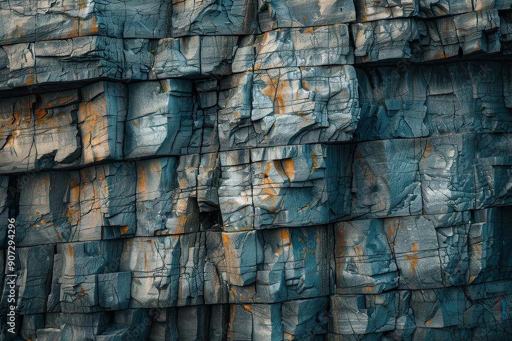 Poster the image is of a rocky cliff with a blue and gray color scheme