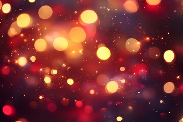 Festive Christmas background with red and gold lights