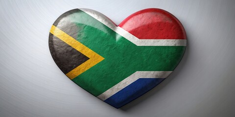 South Africa National Day celebration with a heart-shaped South African flag, Freedom Day, April 27th, patriotism
