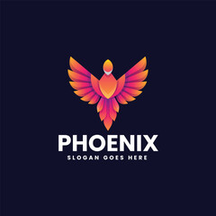 Vector Logo Illustration Phoenix Gradient Colorful Style