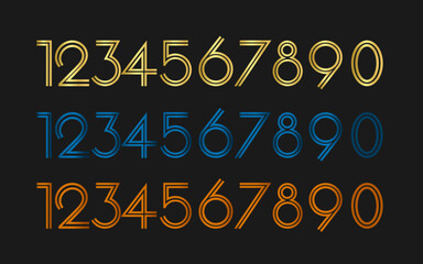 Golden Set Numbers 1, 2, 3, 4, 5, 6, 7, 8, 9, 0 in gold, red, blue