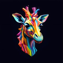 abstract background with a Vibrant Giraffe with Neon Colors for Playful and Artistic Digital Art