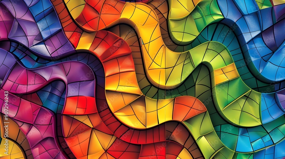 Poster intricate vibrant number patterns in abstract mathematical artwork