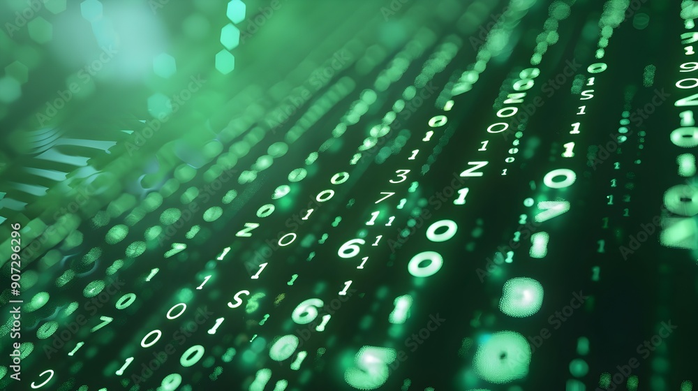 Aufkleber captivating binary code matrix in vibrant green hues depicting the digital landscape
