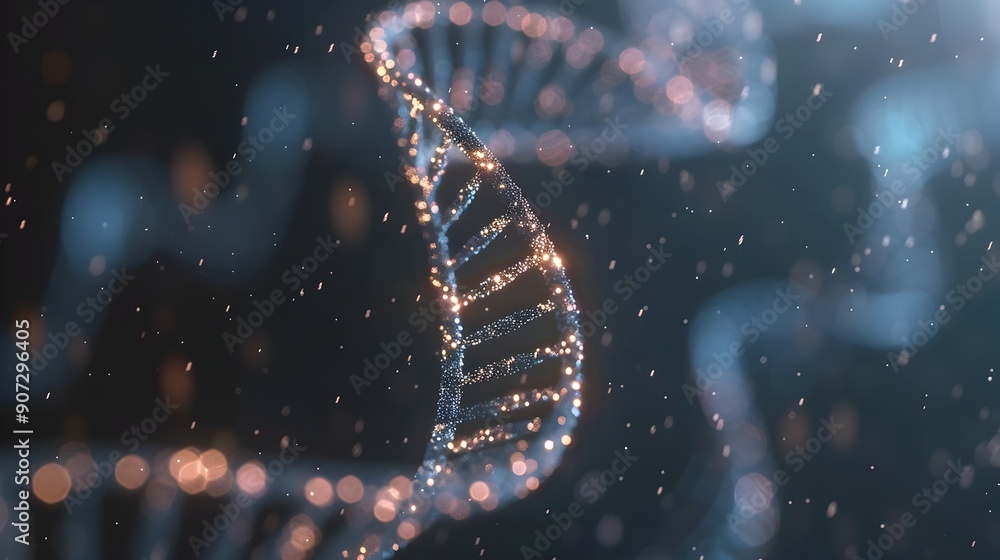 Aufkleber numeric dna helix abstract scientific concept visualization for genetics and data