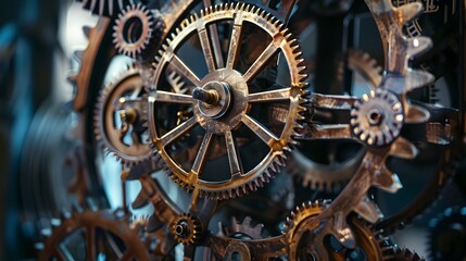 Intricate Steampunk-Inspired Wheel with Intricate Industrial Machinery Design