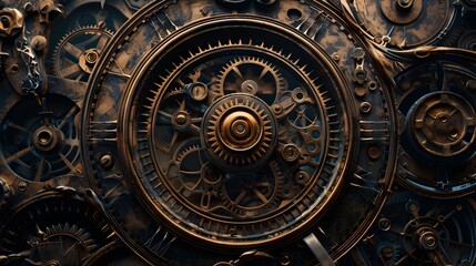 Intricate Steampunk-Inspired Wheel with Elaborate Gears and Vintage Industrial Design