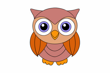 Kawaii owl vector art illustration on a white background 	