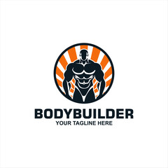  body builder sports mascot vector logo