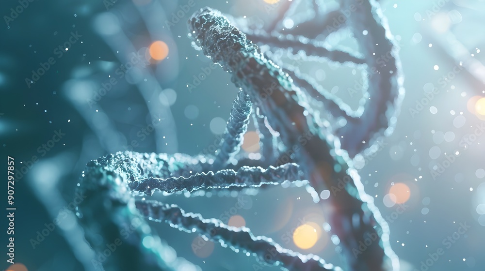 Poster double helix dna backdrop with scientific formulas and biotechnology concepts