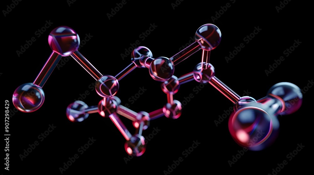 Poster intricate 3d molecular structure visualizing complexity of chemical bonds