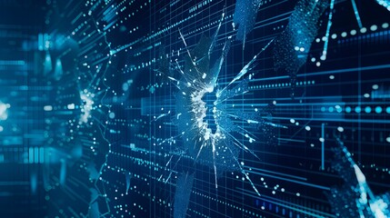 Obraz premium Fragmented Digital Interface with Glitching Cracks and Malfunctioning System Concept