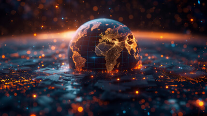 Globe with global economy stock market financial network