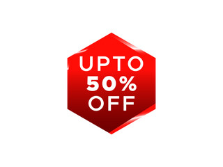 discount offer up to 50 percent off red tag sticker vector icon isolated 