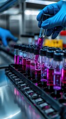 Lab work with scientists conducting experiments and recording data, capturing the essence of scientific discovery, Realism, Bright colors, Photography