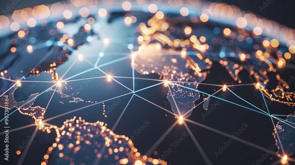 Poster a global network of interconnected points of light on a dark background