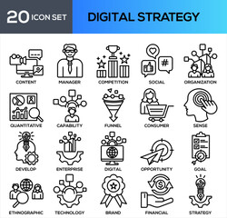DIGITAL STRATEGY BLACK LINE ICON COLLECTION