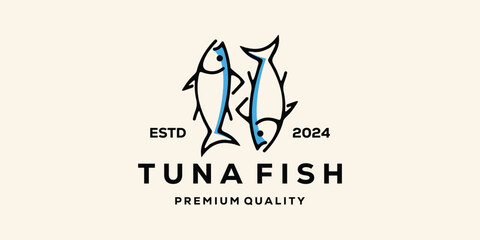 Tuna fish logo emblem label seafood vector icon