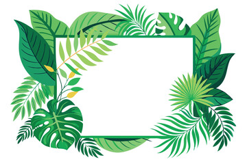 Naklejka premium Tropical Leaf Frame with Blank Square Center