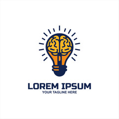 brain bulb lamp logo smart idea vector download