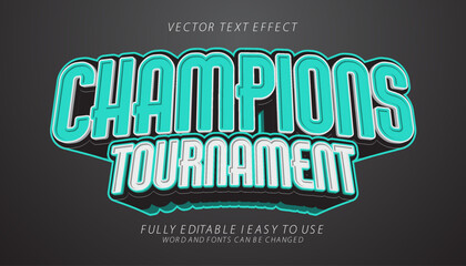 3d editable champion tournament text effect graphic style template