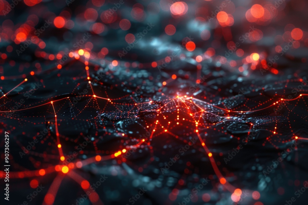Poster a close-up shot of a cluster of bright red lights, often used in photography or videography to add c