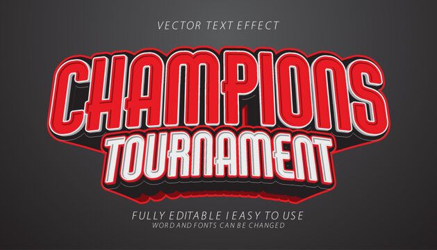 3d editable champion tournament text effect graphic style template