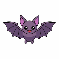 Flying Bat Vector Art Illustration on a White Background 