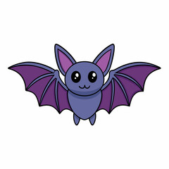 Flying Bat Vector Art Illustration on a White Background 