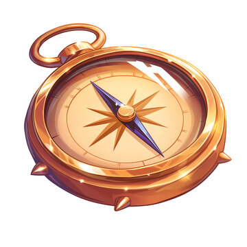 recommend clip art: A detailed illustration clipart of a classic compass with a brass finish. The compass is set against a transparent background, emphasizing its utility for navigation.