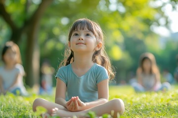 Exploring Mindfulness: Children Engaging in Playful Activities at the Park with a Whimsical Touch