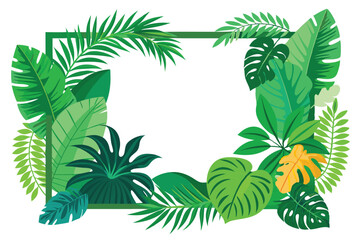 Obraz premium Tropical Green Leaves Frame with White Background