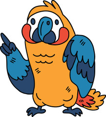 A cartoon bird with its beak pointing up