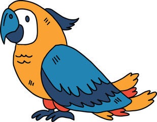 A black and white drawing of a parrot