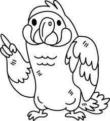 A cartoon bird with its beak pointing up