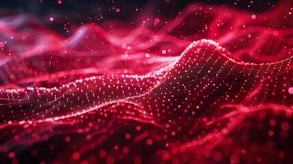Futuristic Data Visualization: Hyperrealistic 8K 3D Technology Landscape with Abstract Bright Particles and Pink Color Scheme