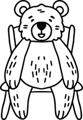 A bear is sitting in a chair