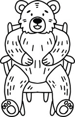 A bear is sitting in a chair