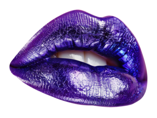 Purple lips isolated on transparent background