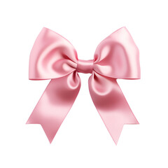 3D illustration of pink bow ribbon on transparent background, suitable for decoration.