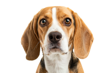 Beagle headshot with floppy ears Isolated on white background