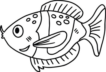 A fish is swimming in the water