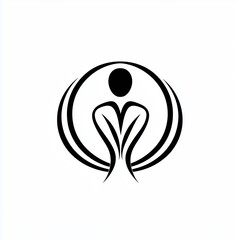 Elegant Abstract Human Figure Symbol in Circle