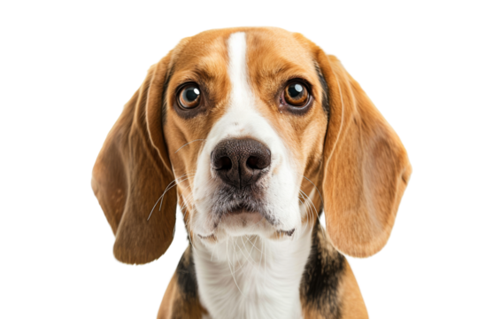 Beagle headshot with floppy ears Isolated on white background