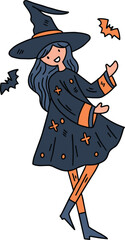 A girl in a witch costume