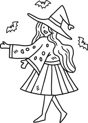 A girl in a witch costume