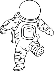 A man in a spacesuit is walking