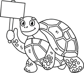 A turtle holding a sign
