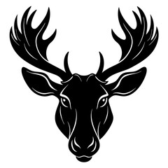 Moose head silhouette vector on a white background.