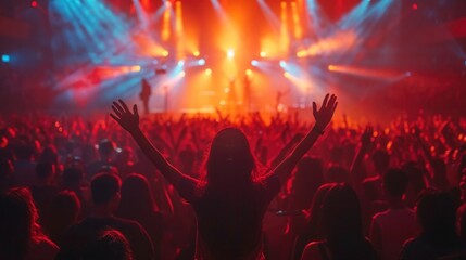 Easter Sunday Worship: Group of People Singing Praise and Praying to God in Church Concert Background
